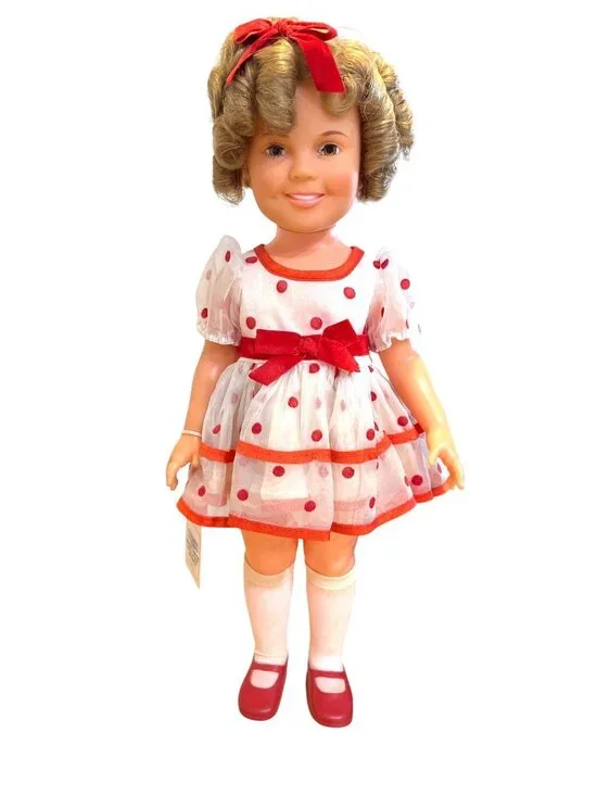 Vintage 1972 Ideal Shirley Temple Doll In Polka Dot Dress & Velvet Bow 16.5