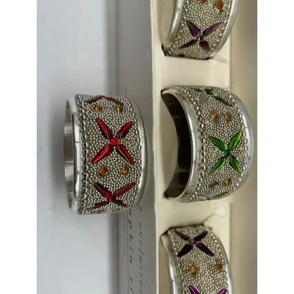 Piet A1 Exclusive Vintage Jeweled Napkin Plated Napkin Rings NEW