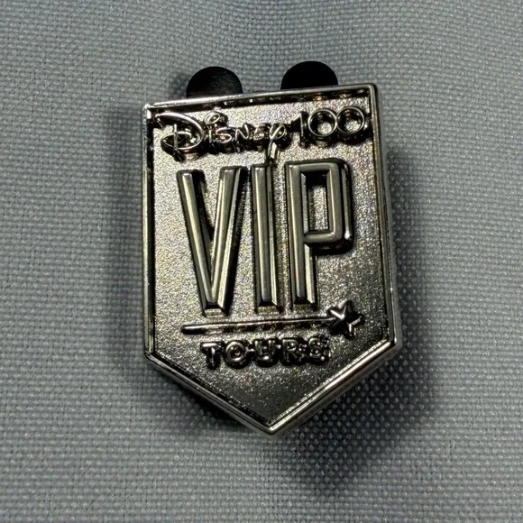 Disney 100‎ VIP Tours Pin Silver Tone Anniversary Shield Disney