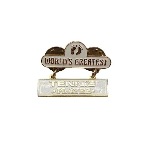 Hang Ten World's Greatest Tennis Player Footprints Lapel Brooch Pin Vintage