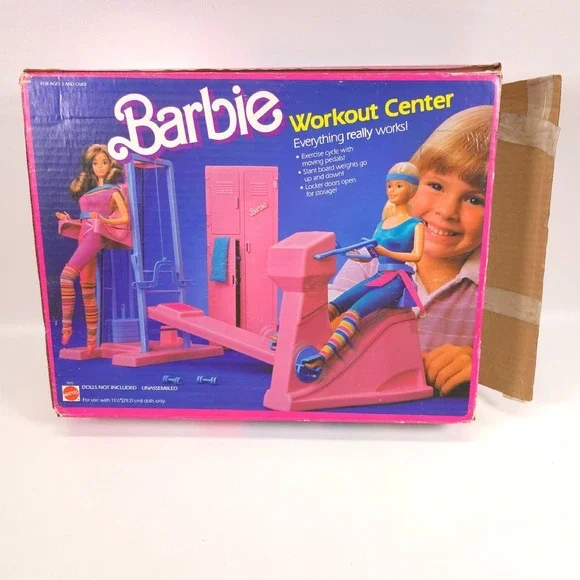VTG Mattel 1984 Barbie Workout Center Retail BOX ONLY Display‎ Collection Flawed