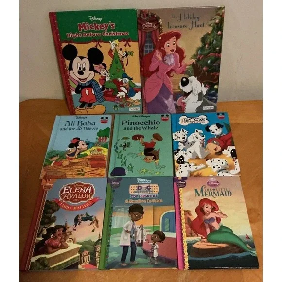 Lot Of 8 Disney‎ Hard Cover Books, Pinocchio, 102 Dalmatians, And More