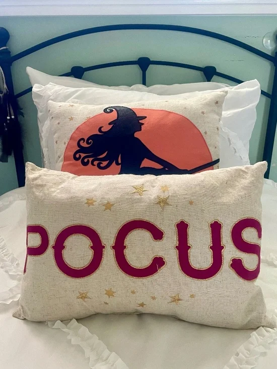 Hocus Pocus Inspired Halloween Pillow Set | Witch Silhouette & reversible lumbar