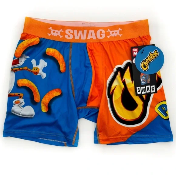 Cheetos Puffs Swag Boxer Briefs Mens Medium Underwear Fun Gift Blue Orange
