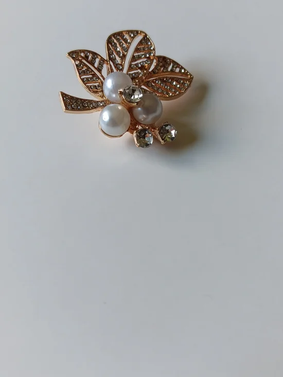 Gold Floral Pearl Brooch - Women's Jewelry