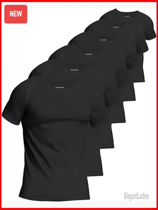6-Pack Pure Cotton Crew Neck Undershirts, Tag-Free, OEKO-TEX Certified