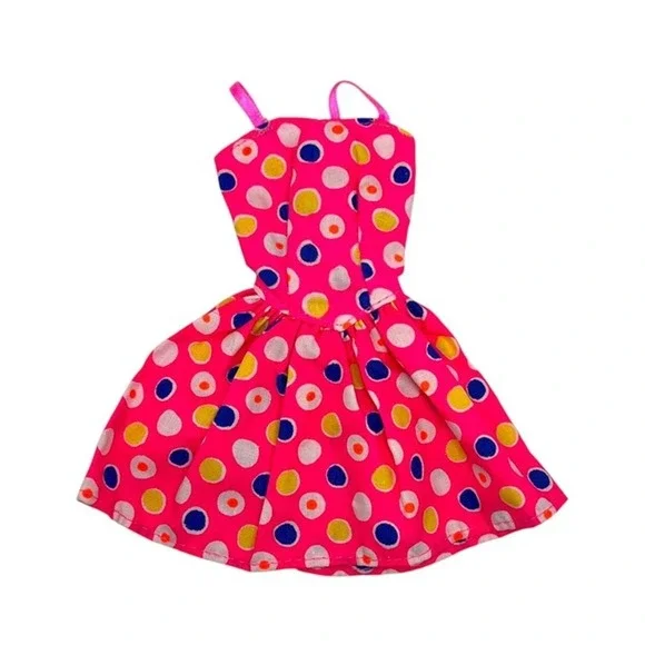 Barbie Doll Clothes Pink Party Dress Cocktail Polka‎ Dot VTG 90s Clothing