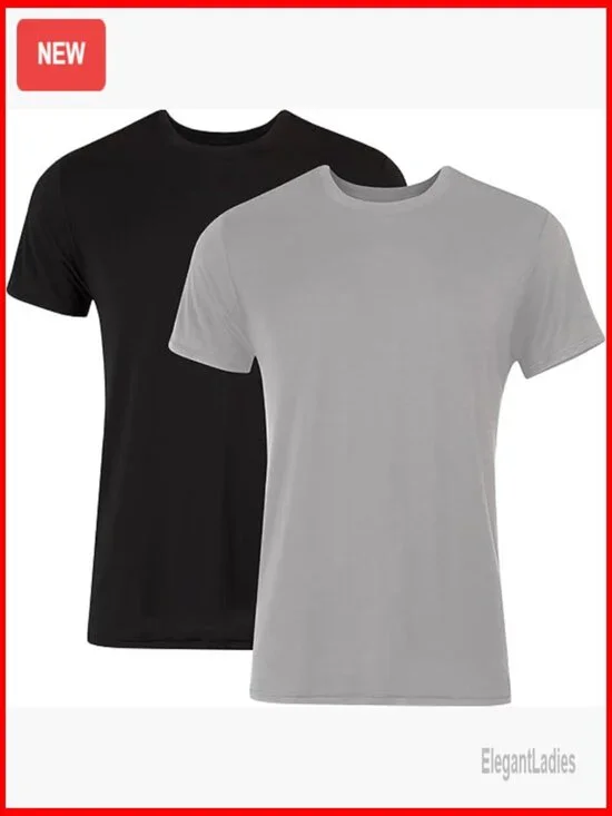 Men's Slim Fit Bamboo Viscose Undershirt 2-Pack, Moisture-Wicking
