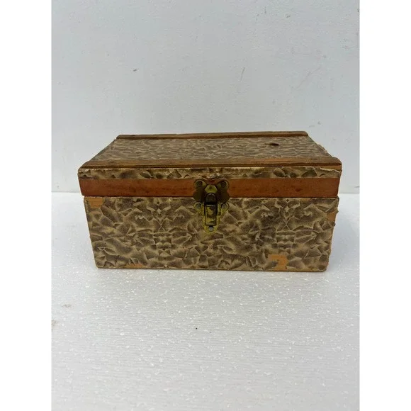 Wood Dollhouse Steamer Trunk Miniature Antique Storage Box Chest SALESMAN SAMPLE