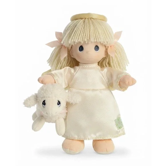 NIB! Precious Moments Angel Plush Doll Lamb Baby Collection Cream Satin Gown