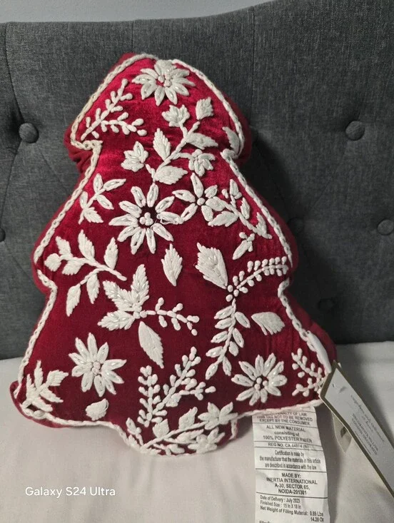 Cupcakes & Casmere Christmas Tree Shaped Pillow Winter Holiday Throw Pillow NWT