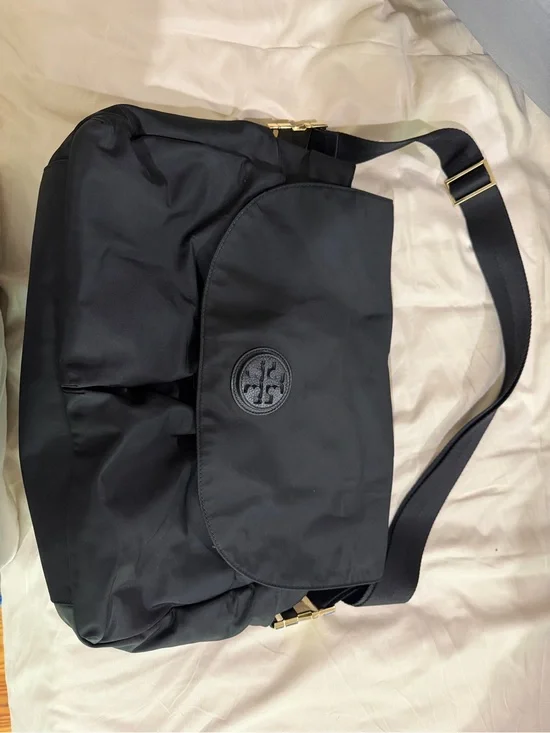 Black Crossbody Messenger Diaper Bag by Tory Burch