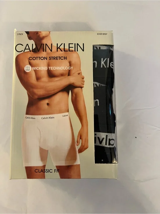 Calvin Klein Men’s Cotton Stretch Boxer Briefs - Black 3 pack  Large