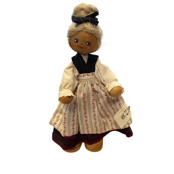 Vroni Wooden Folk Doll Vintage‎ Small Multicolor Traditional Costume