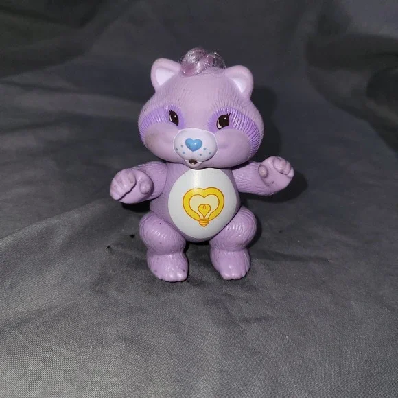 Vintage 80's Care Bear Cousin Bright Heart Raccoon Poseable Figure Toy