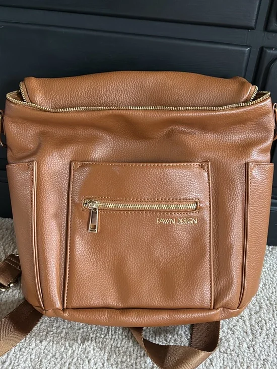 Fawn Design Cognac Leather Convertible  Backpack