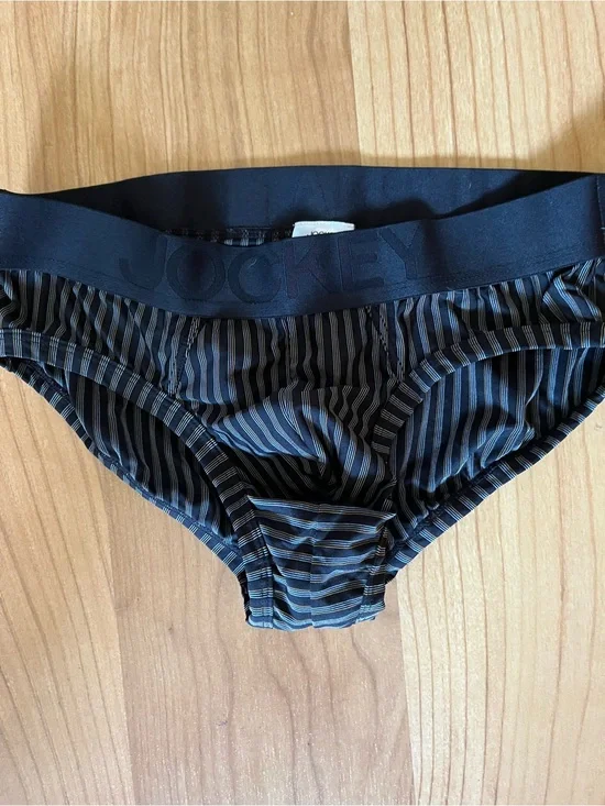 Jockey Men's Black and Gray Striped Briefs