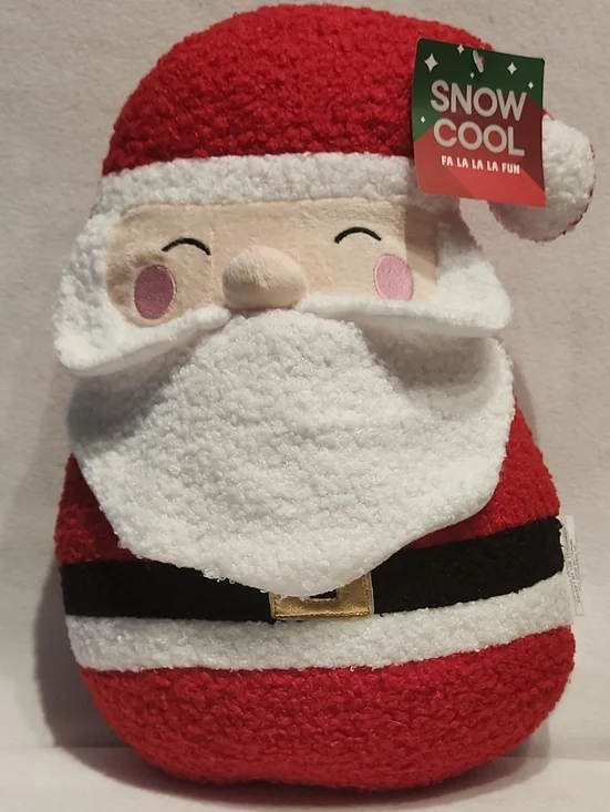 Red Santa Snow Cool,  Plush Holiday Decor Pillow