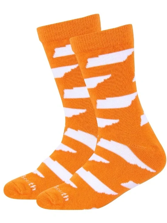 Men's Orange & White Tennessee Patterned Crew Socks