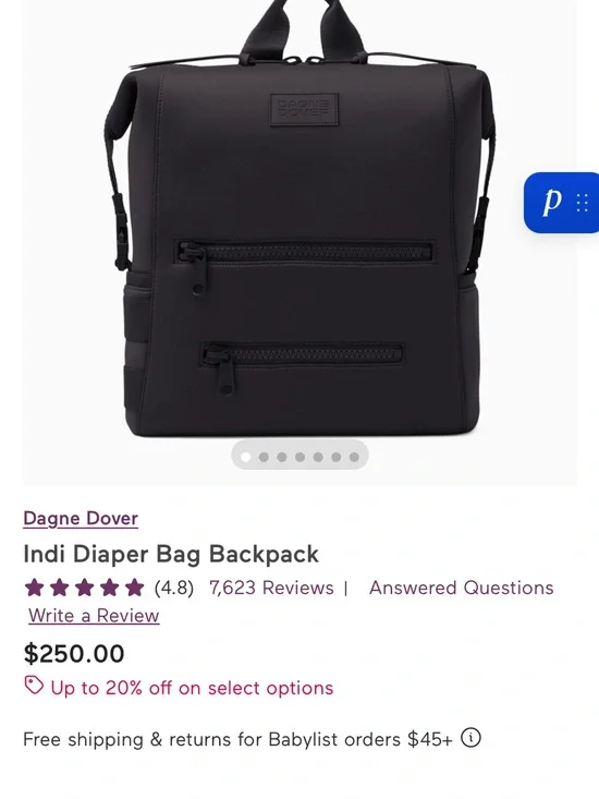 Dagne Dover Indi Diaper Backpack — Black size large