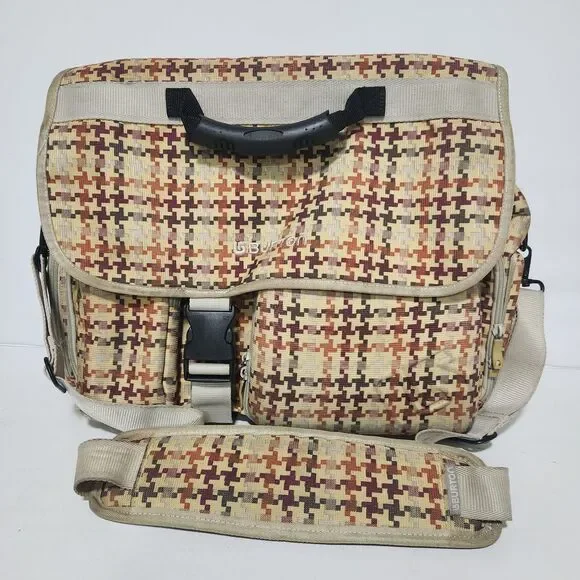 Vintage Burton Houndstooth Messenger Bag Y2K (Laptop, Diaper, Etc.) Multi-Pocket