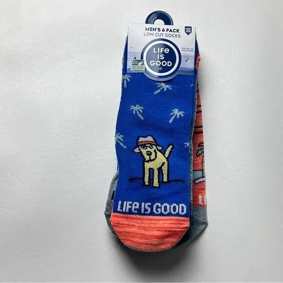 LIFE IS GOOD Men's Lightweight Low Cut Multi 6 Pack Sock Set