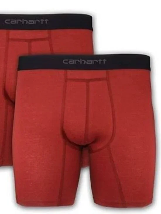 Carhartt  Cotton Polyester 2 Pack Boxer Brief  Men's Size S, Fired Brick   New
