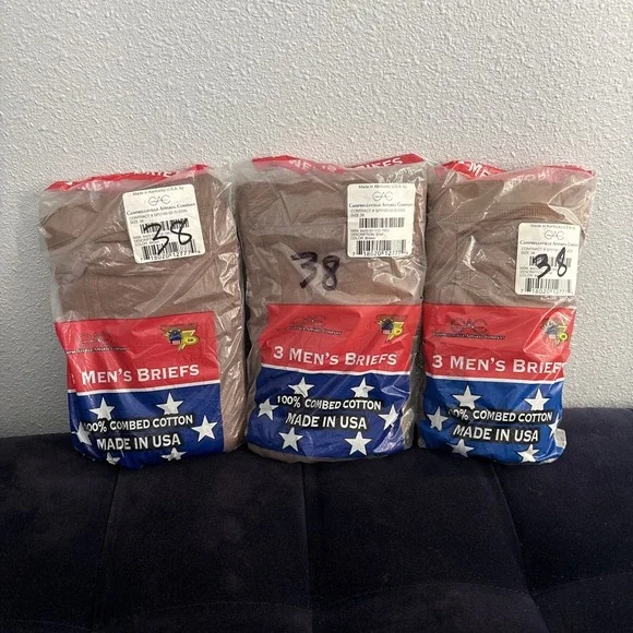 Vtg combed cotton briefs sz 38 Campbellsville Apparel Co Lot of 3 Pks NOS USA