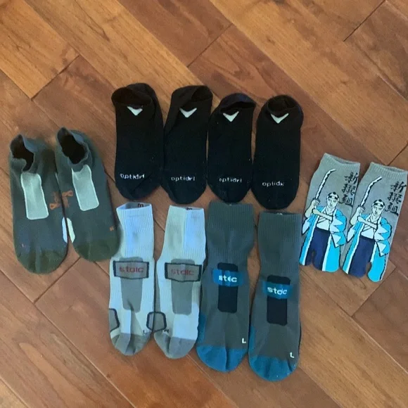 Mens Size M Socks Ankle Crew Lot 5 Pairs Stoic Synth Comp Trail Calloway No Show