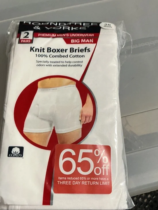Roundtree & Yorke White Knit Boxer Briefs 2-Pack - Big Man