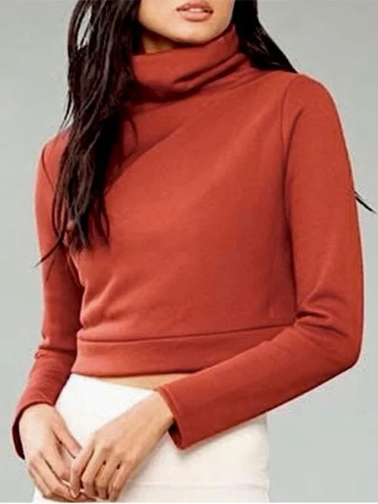 ALO Yoga Soleil Long-Sleeve Cropped Turtleneck Top rust size medium