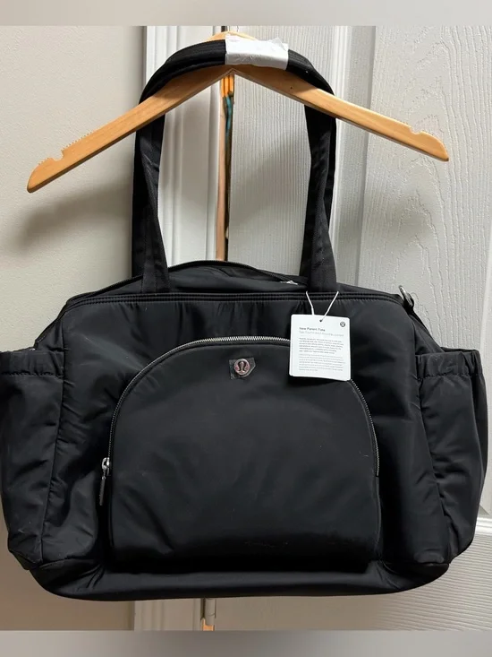 Lululemon Black Quilted Tote Bag with Front Pocket