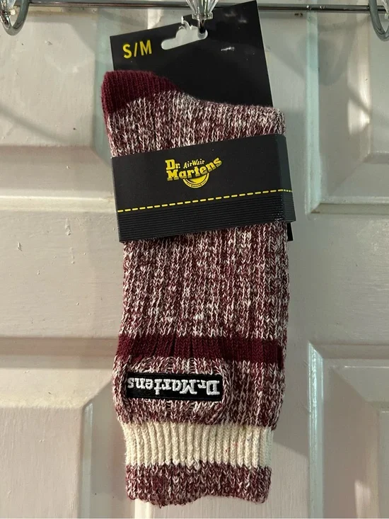 Dr. Martens Marled Burgundy and Cream Crew Socks