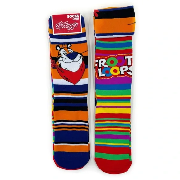 Kellogg’s Cereal Crew Socks Froot Loops Frosted Flakes Mens Womens Colorful Gift