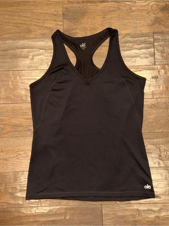 ALO Yoga Black V-Neck Racerback Tank Top