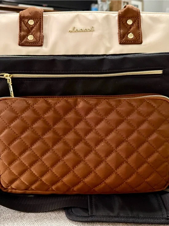 Quilted Brown & Cream Baby Bag Tote by Unknown Brand