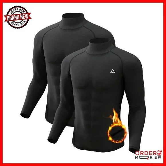 Men's Thermal Fleece Lined Compression Shirt Long Sleeve Base Layer