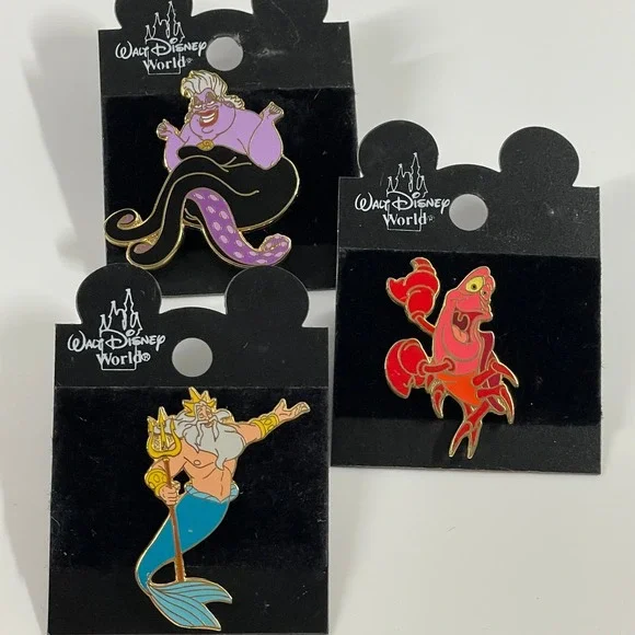 2000 Disney King Triton Ursula Sebastian The Little Mermaid Vintage Enamel Pin