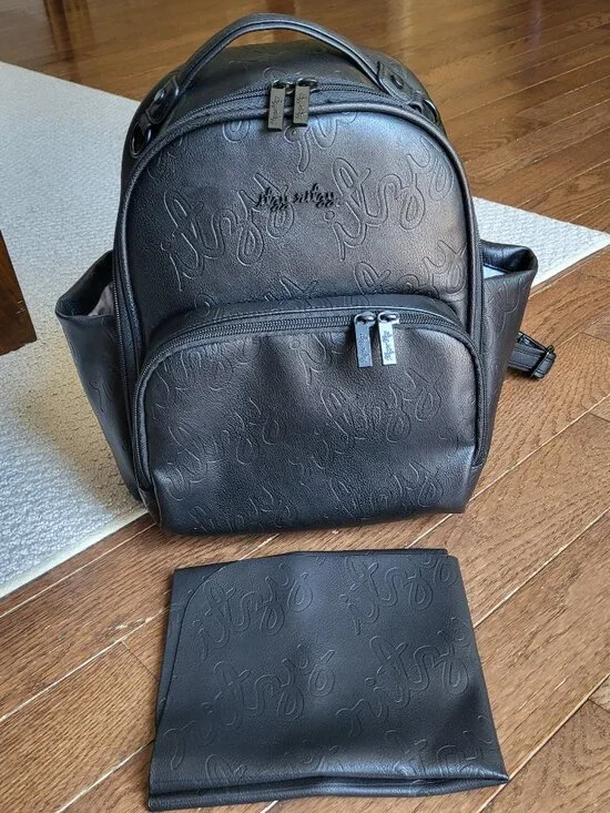 Itzy Ritzy Icon Mini Diaper Bag Backpack | Limited Edition Black Debossed Logo |