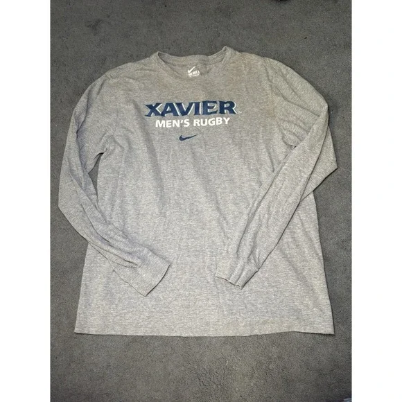 Nike Xavier Men's Rugby Gray Long Sleeve Athletic Shirt Size Large