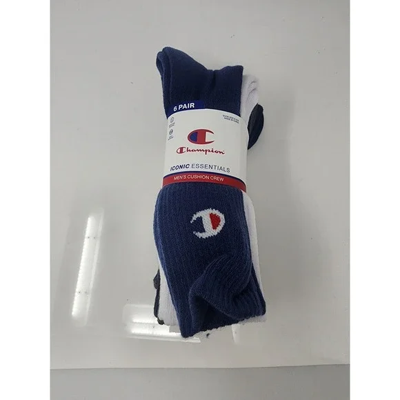 Champion Mens Iconic Essentials Crew Socks Multi Polyester Blend Athletic Size L