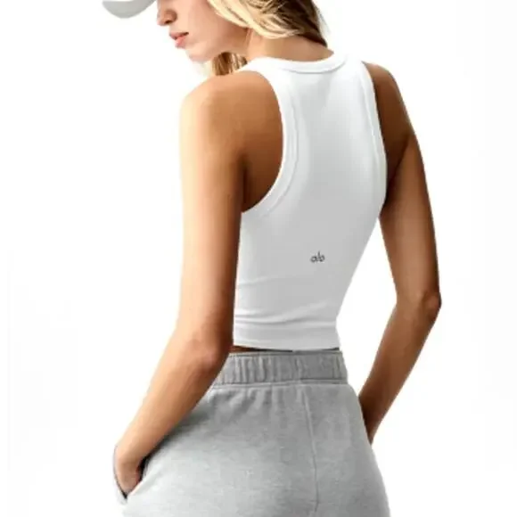 Alo Yoga White Goddess Ribbed Go-To Tank Top Size S