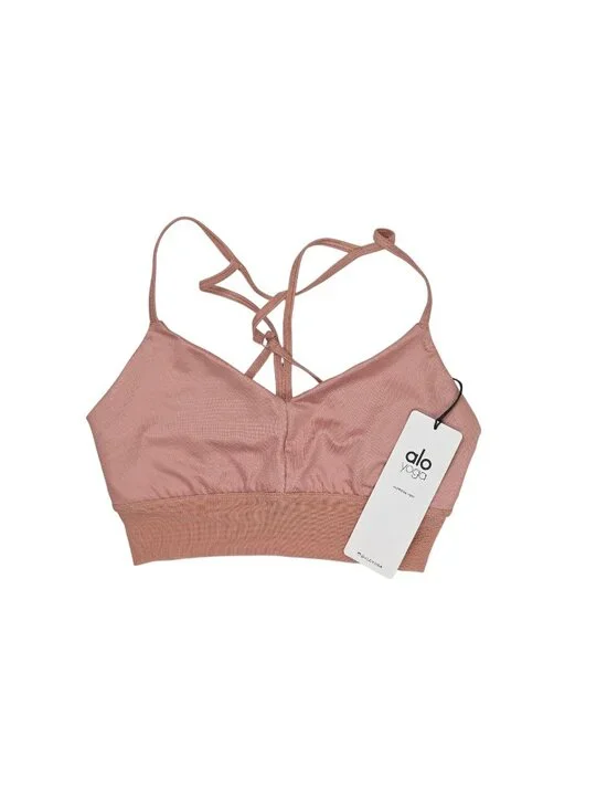 ALO Yoga Lush Bra W9074R in Rosewater Glossy/Rose Water