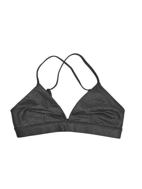 ALO Yoga Faux Leather Airbrush Splendor Bra W9482R in Black