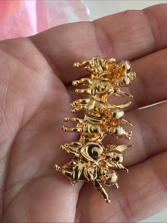 Gold Angel Line Brooch Pin - Women's Jewelry