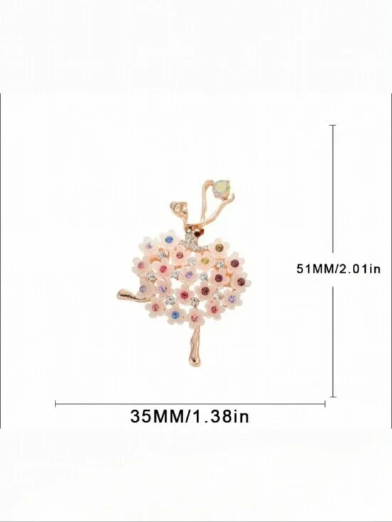 🌺Ballerina Brooch With Floral Tutu And Rhinestones Ballerina Gifts For Her