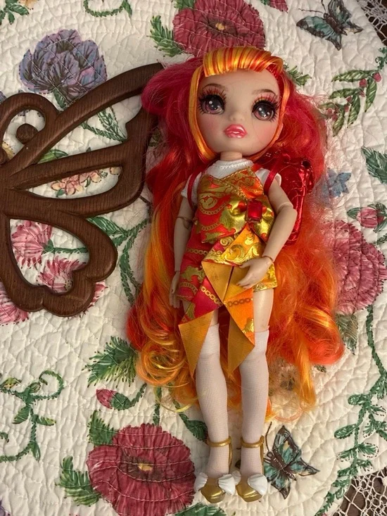 Stylish Orange & Red Fashion Doll with Fiery Hair and full outfit
