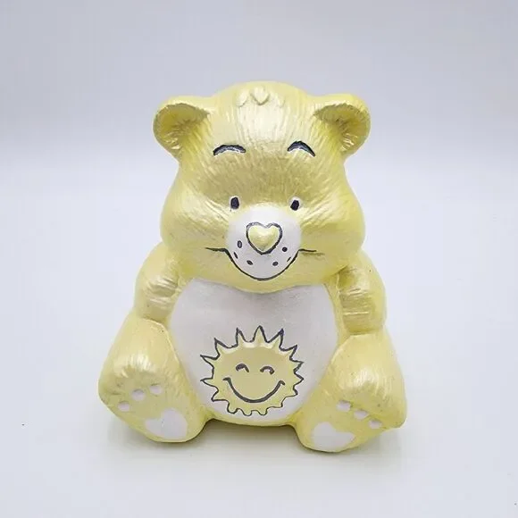Care Bear Funshine Bear Vintage Ceramic Coin Piggy Bank‎ Yellow 5 in Rare