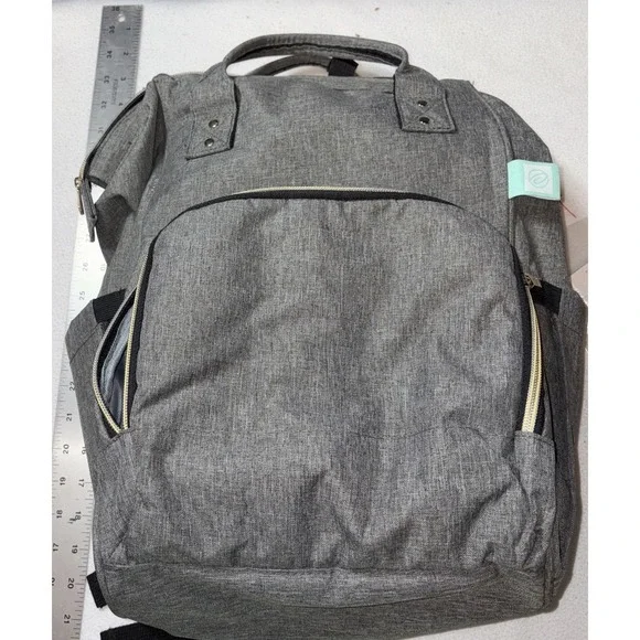 AFBP Grey Diaper Bag Breast Pump Insulated Backpack Pockets Multi-Function