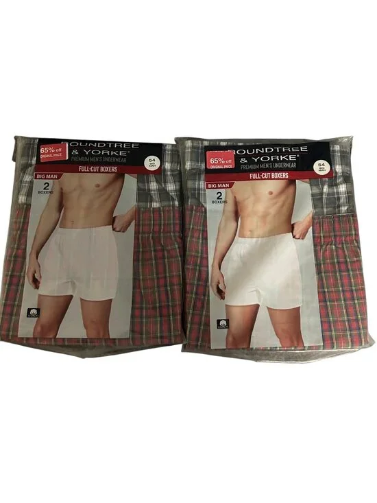 Roundtree & Yorke Big Man Full-Cut Boxers 54 100% Cotton plaid underwear